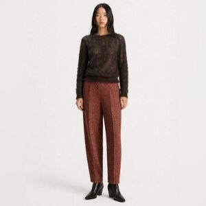 ESPRIT - High-Waisted Pleated Trousers | Red, black & Grey Micro Check